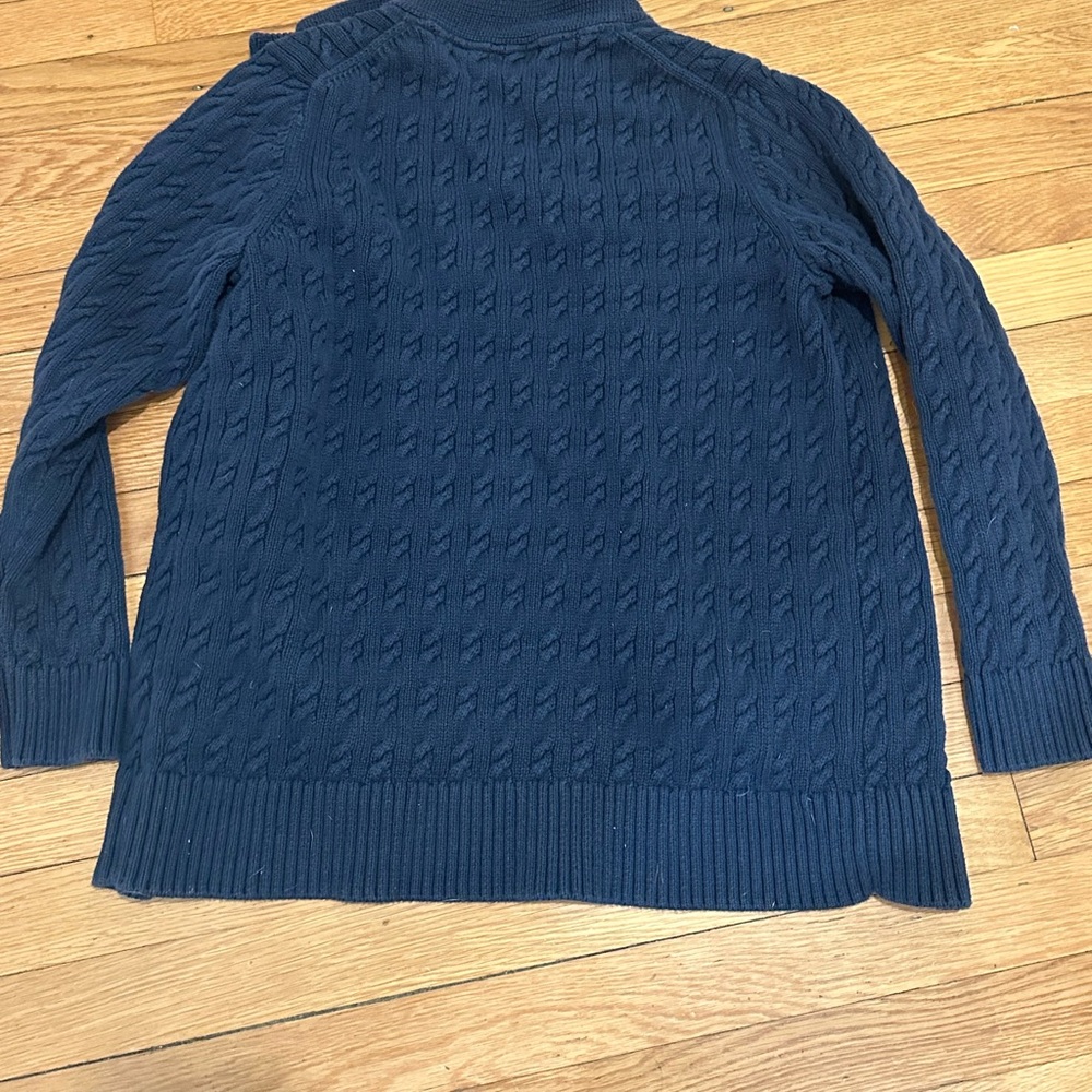 L.L. Bean Navy Blue Cable Knit Cotton Sweater Nautical Fisherman Preppy - Picture 8 of 10